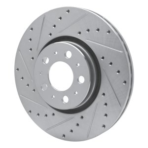 Volvo S60 Brake Rotor (1) - Front Left - R1 Concepts - Drilled & Slotted - Silver - `03-`09